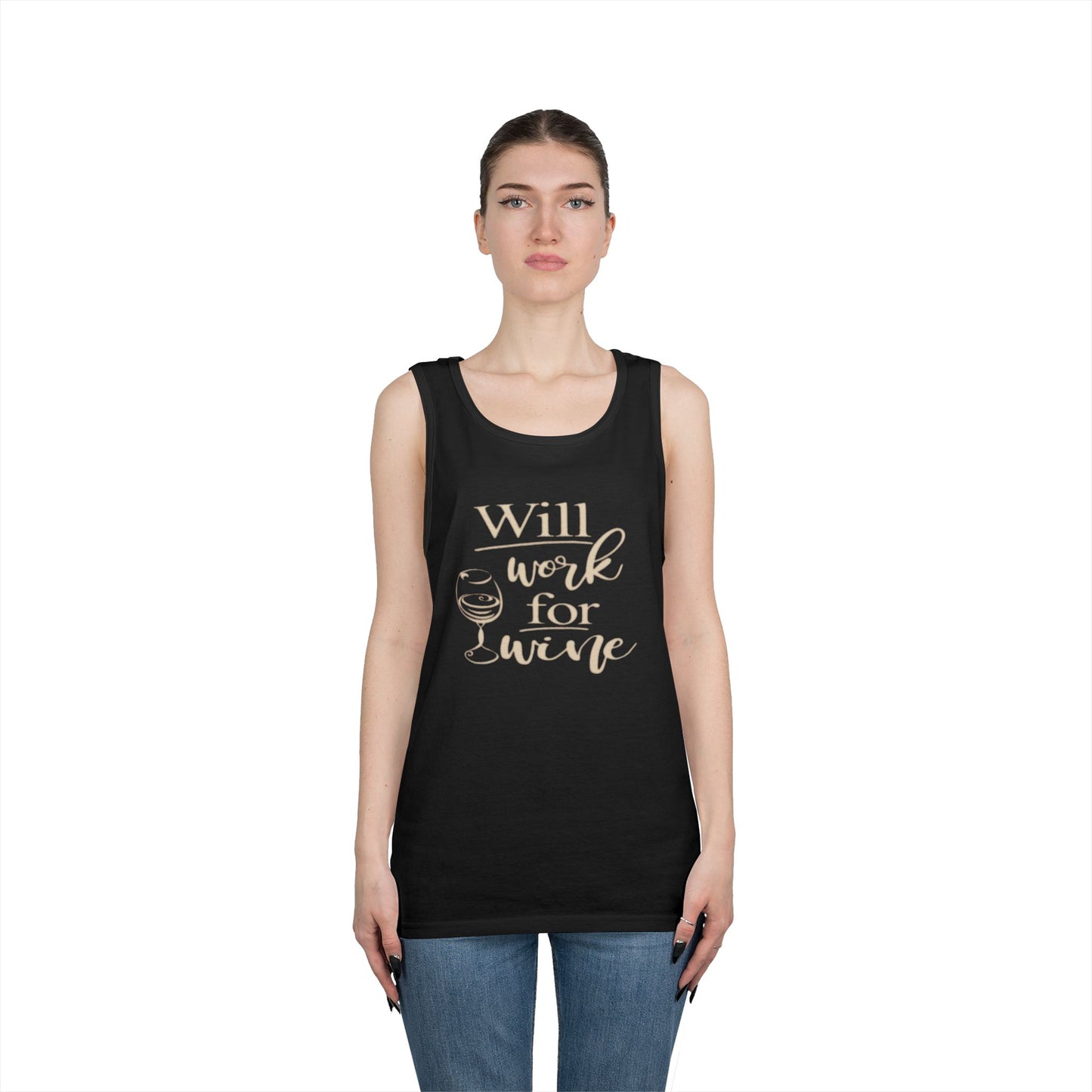 Will Work for Wine - Tank Top - Heavy Cotton