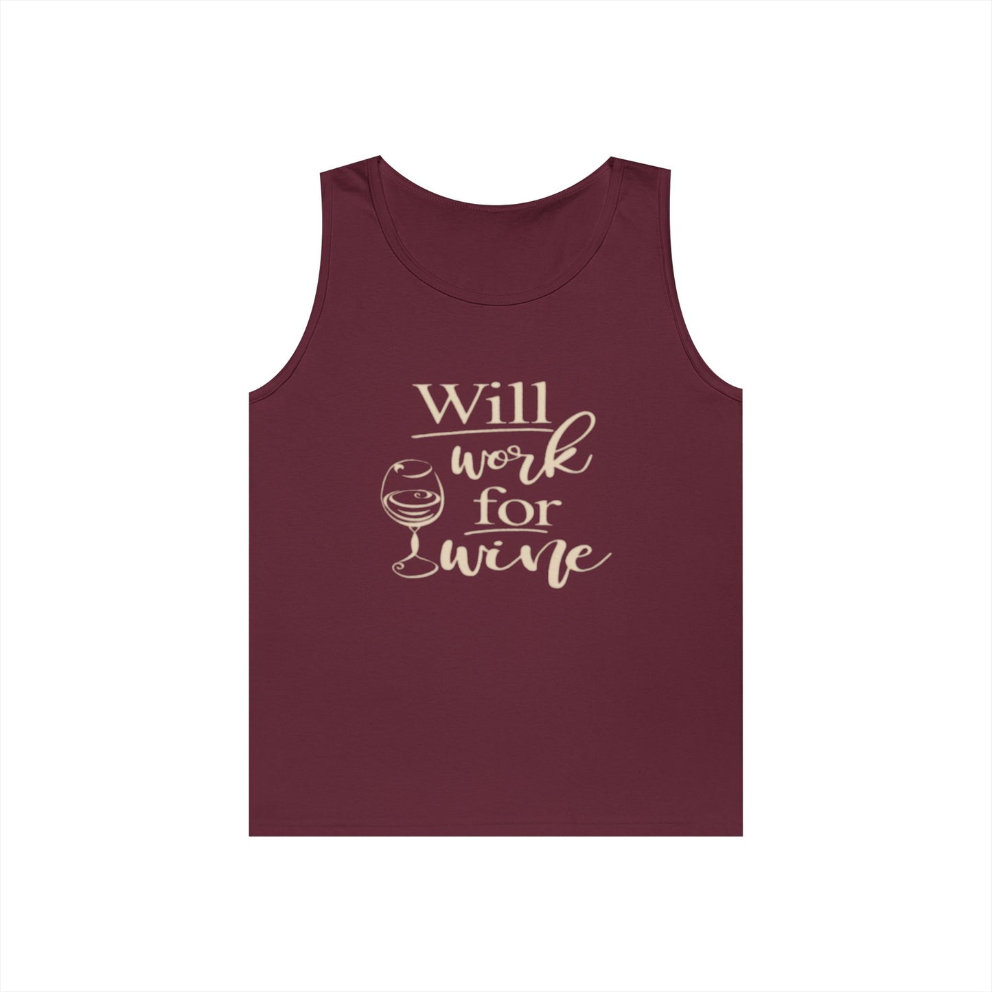 Will Work for Wine - Tank Top - Heavy Cotton