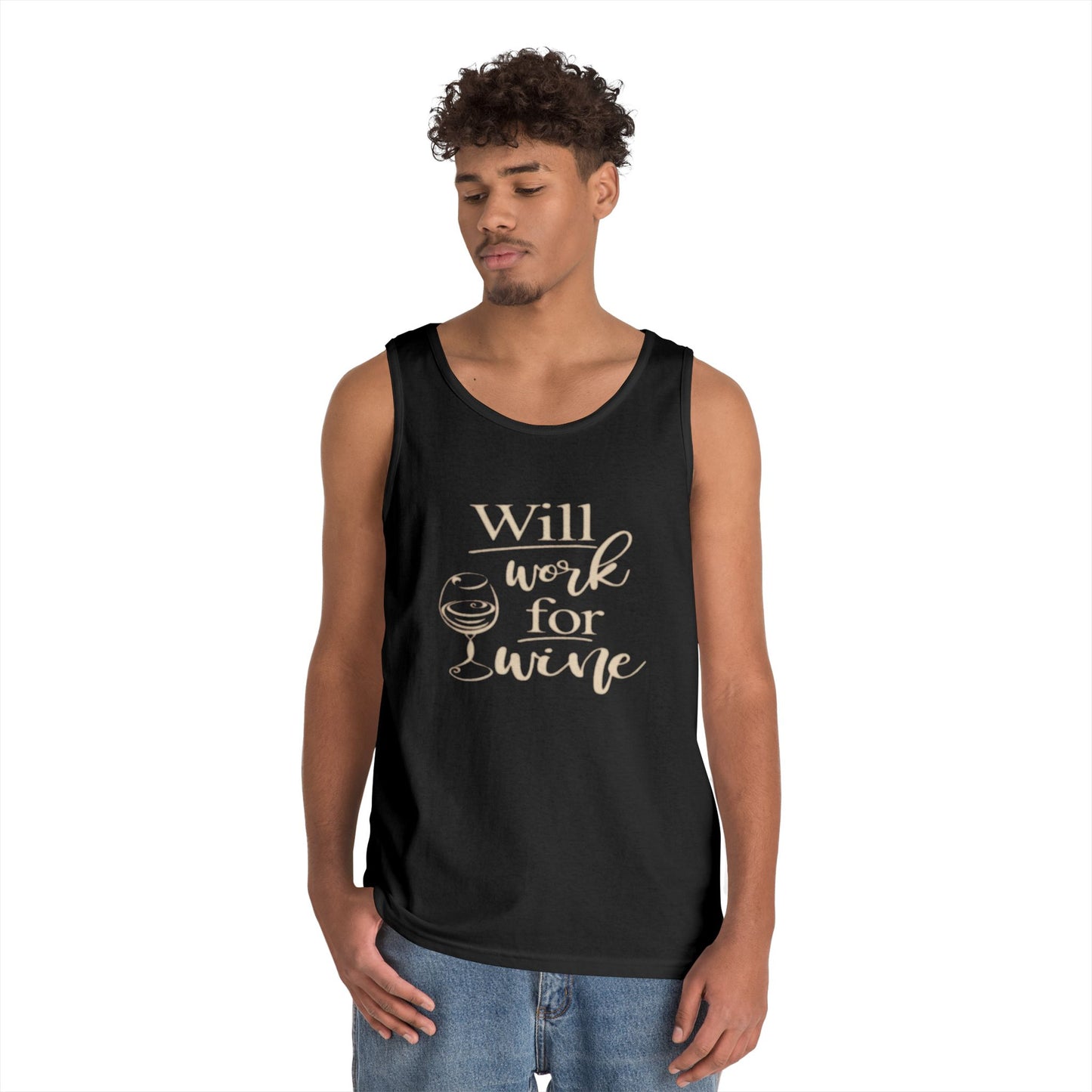 Will Work for Wine - Tank Top - Heavy Cotton
